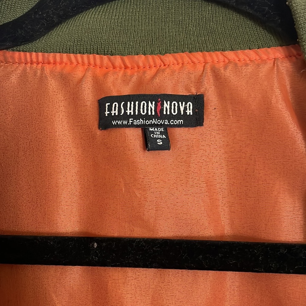 Fashion Nova Olive Bomber Jacket - Picture 3 of 4